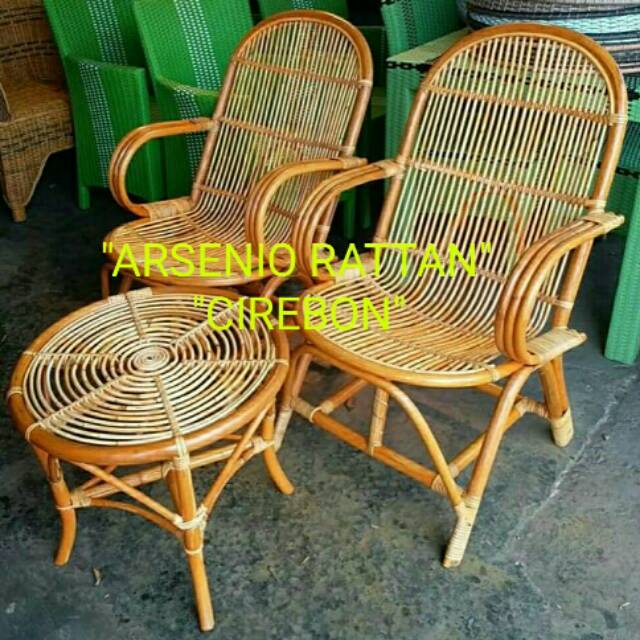  Kursi  Teras  Rotan Natural 1 Set KWALITAS SUPER Shopee  
