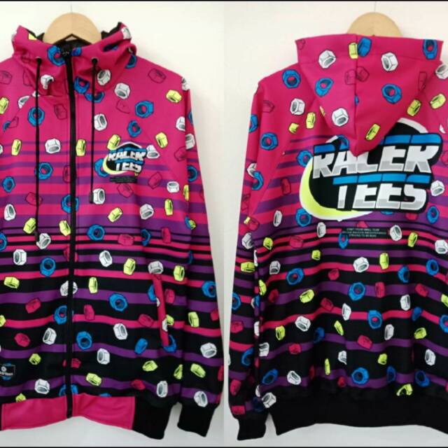 Jaket RACING HELL Pink Putih Baut