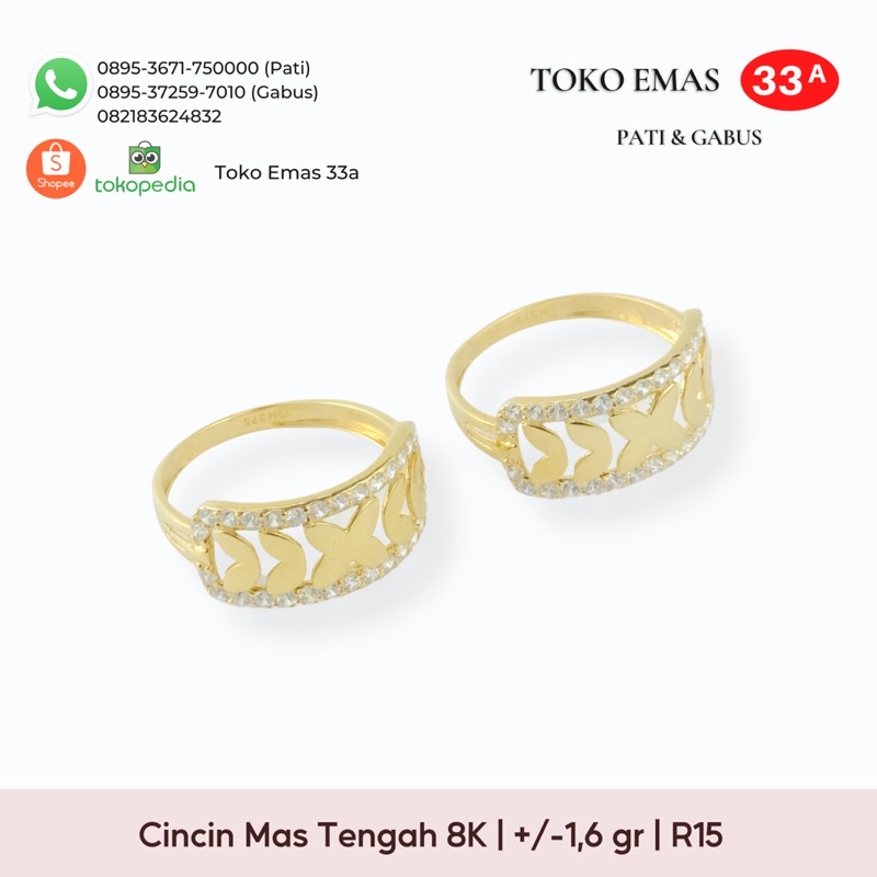 Cincin fashion Wanita Emas 375 Ring Besar