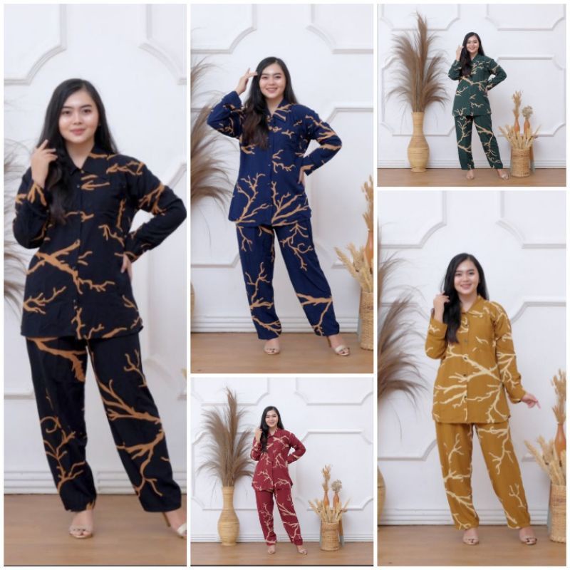 [BISA COD] Setelan Tie Dye One Set Rayon Super Lengan Panjang