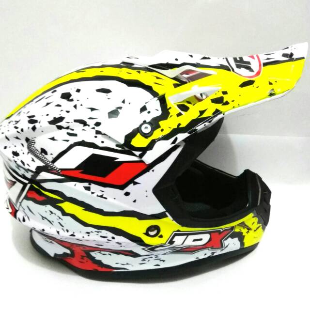 helm JPX moto Cross trail ktm klx crf x2 flag putih white pearl gloss limited stok