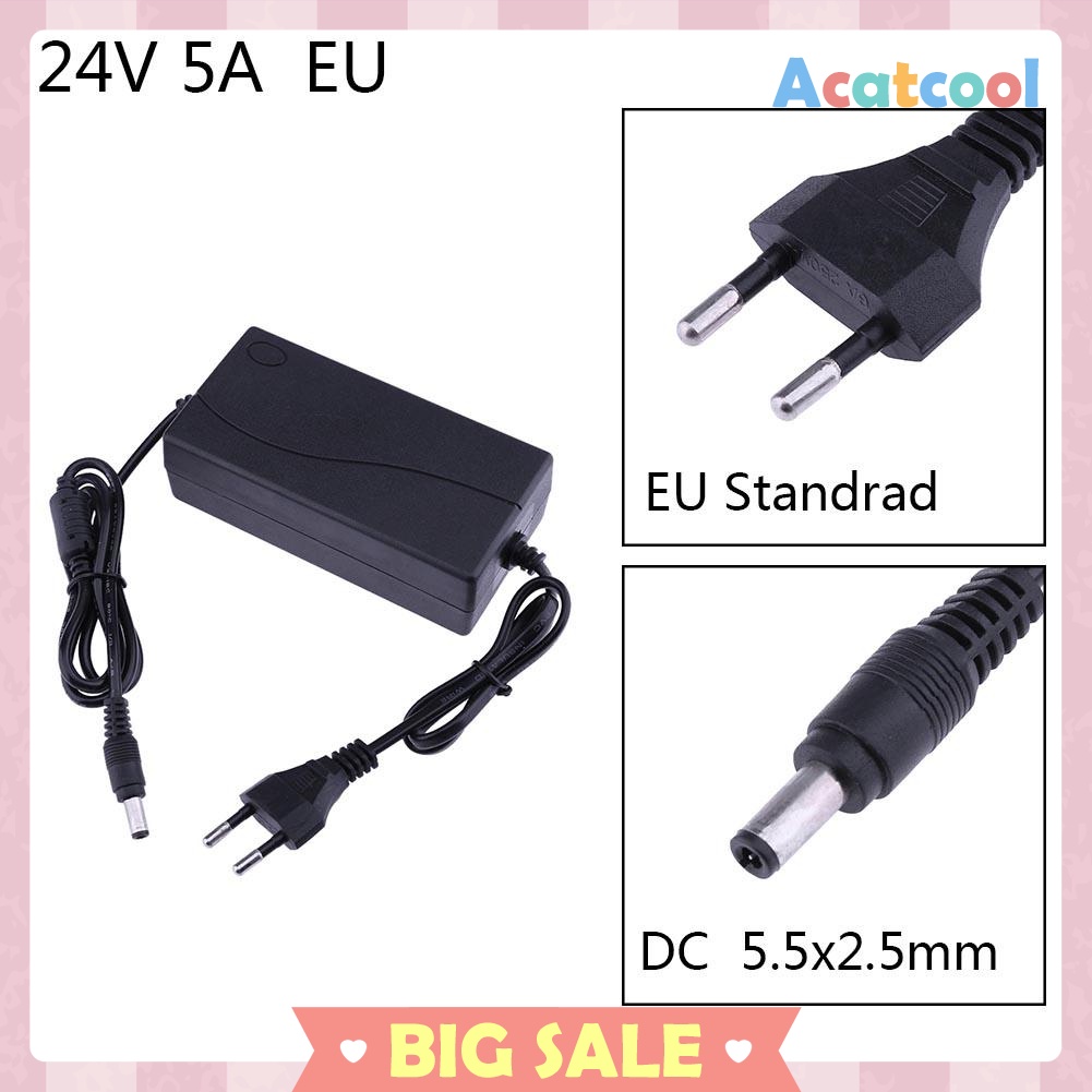 24V 5A AC to DC Power Adapter Converter 5.5*2.5mm for LED Light Belt