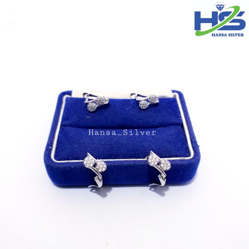 Anting Perak Asli Silver 925 Lapis Emas Putih Model Jepit Bulat - Anting Wanita Anti Karat