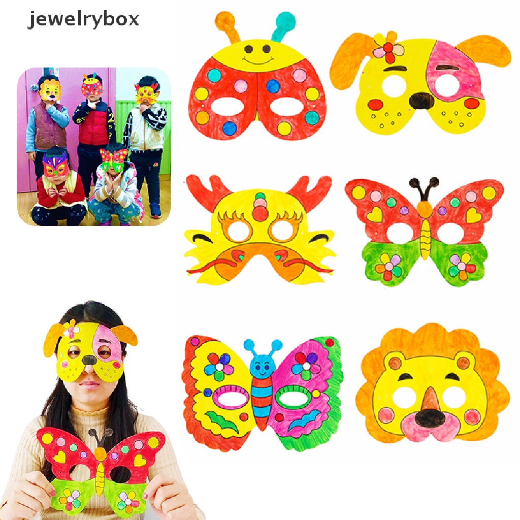 (jewelrybox) 8pcs Topeng Kartun Hewan DIY Untuk Kerajinan Tangan