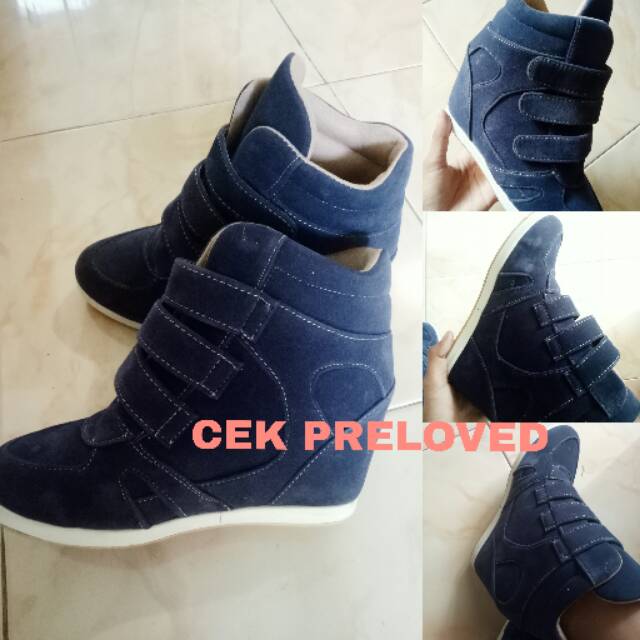 denim wedge sneakers