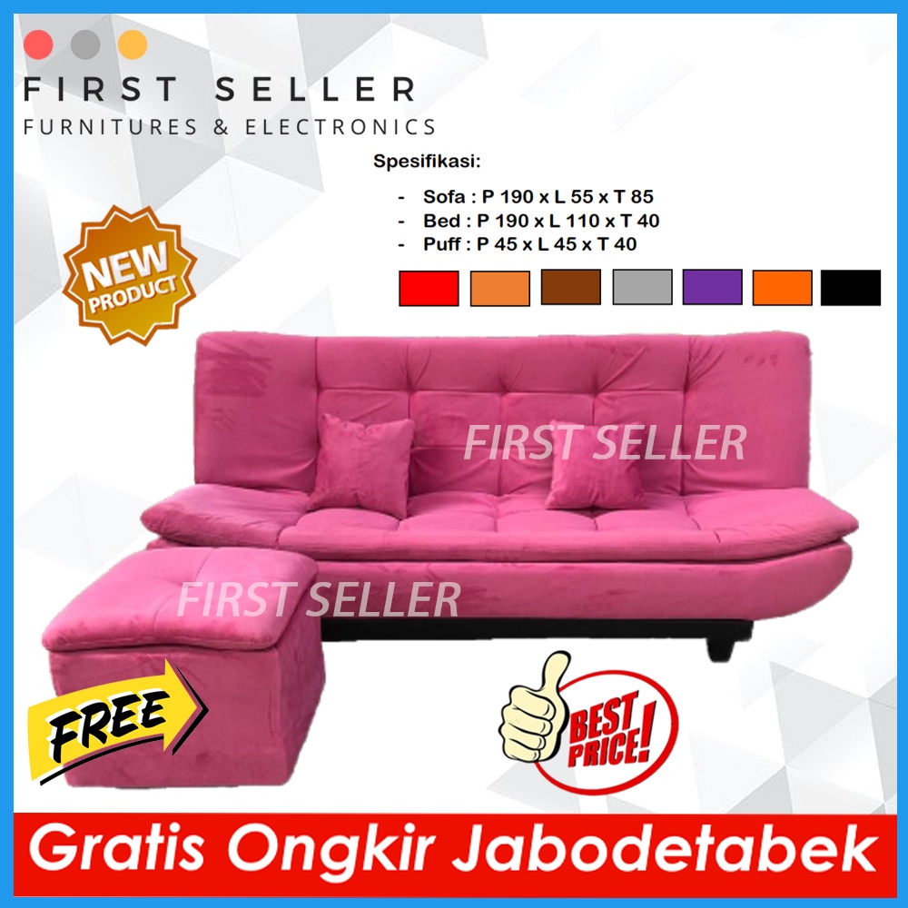 [FREE ONGKIR + PUFF] SOFABED FLUSH TOP / SOFA BED JASMINE PILLOW TOP SUPER NYAMAN MINIMALIS ORIGINAL