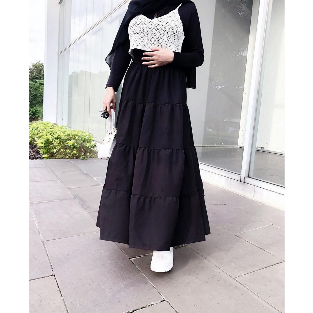 ROK CANDA SUSUN ROK SUSUN MAXI NOURA SKIRT ROK BANGKOK ROK CANDA POLOS PANJANG