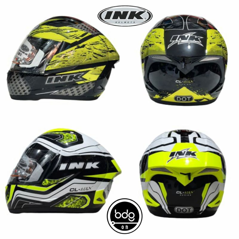 Helm INK CL MAX Seri #7 BLACK / YELLOW FLUO Full Face Original