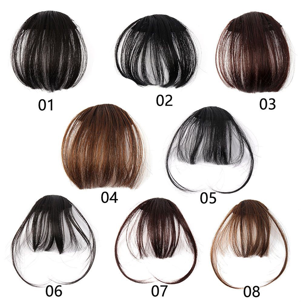 Rambut Poni Depan Lurus Bahan Sintetis Tipis Natural Warna-Warni Gaya Korea Untuk Wanita