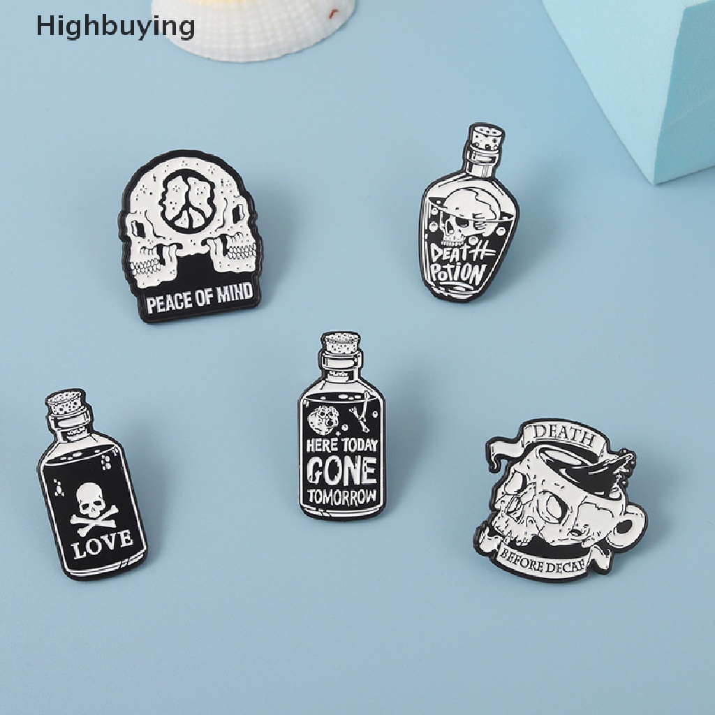 Hbid Bros Pin Enamel Bentuk Tengkorakbotol Hitam Gaya Punk Untuk Koleksi