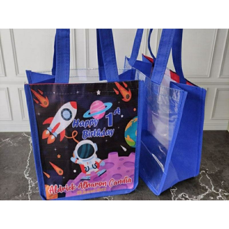 Tas souvenir ultah kombinasi mika custom astronot