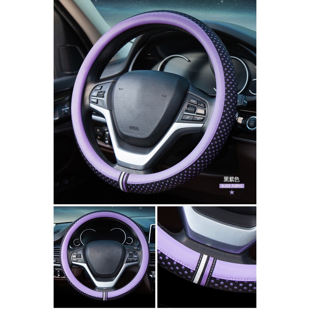 MOTIF BINTANG Sarung Cover Stir Setir Mobil Sport Kulit Sintentis Premium
