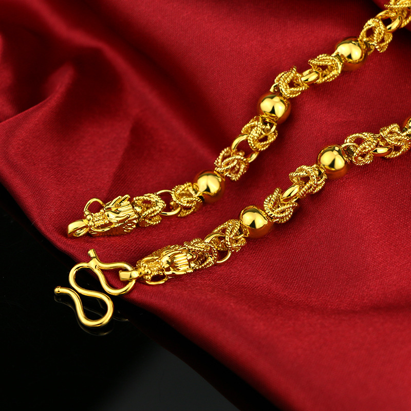 Kalung Rantai Emas Asli Kadar 375 Dengan Liontin Kepala Naga Untuk Pria