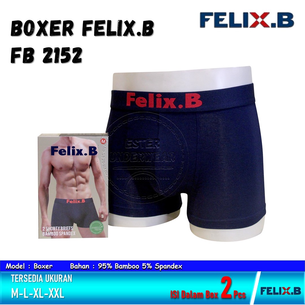 CELANA BOXER PRIA FELIX.B FB 2152 ISI 2 PCS | VISCOCSE SPANDEX