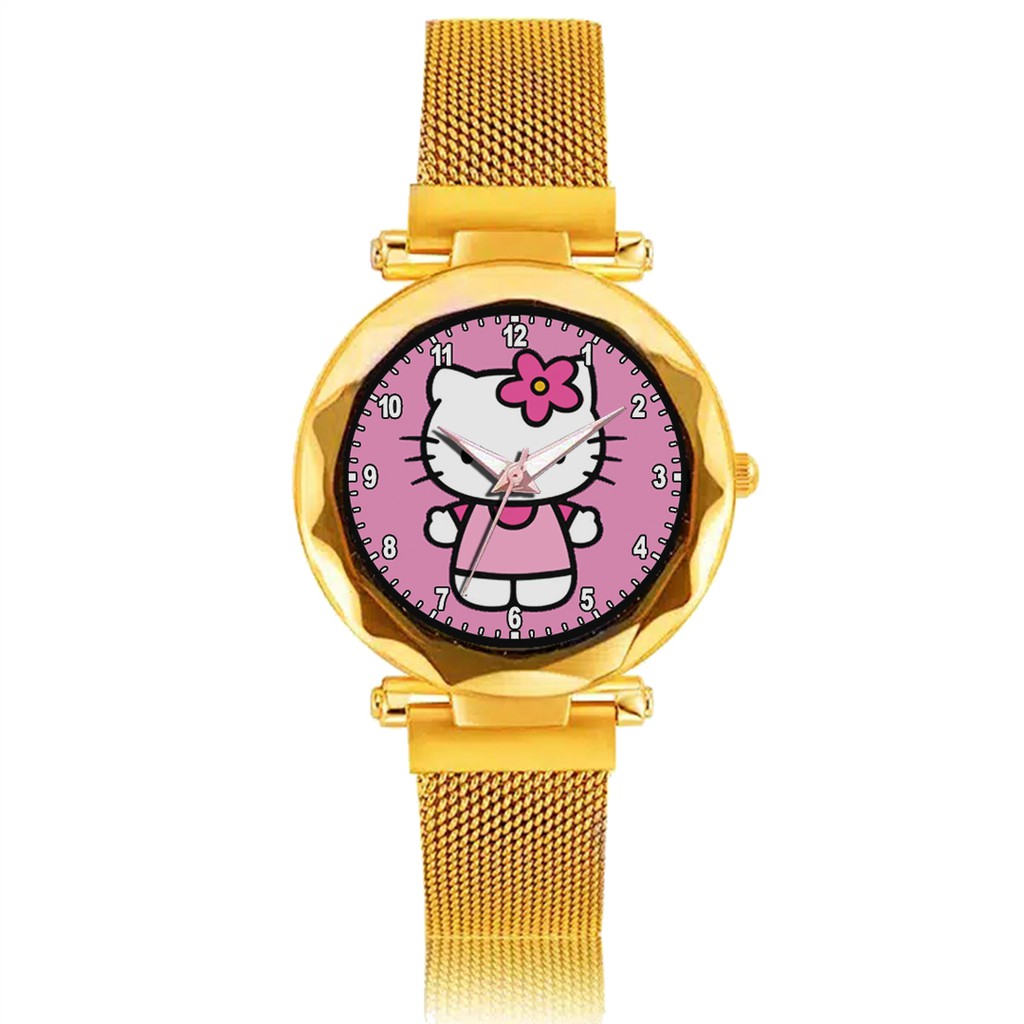 Jam Tangan Wanita Custom - HELLO KITTY Free Box &amp; Batre Cadangan