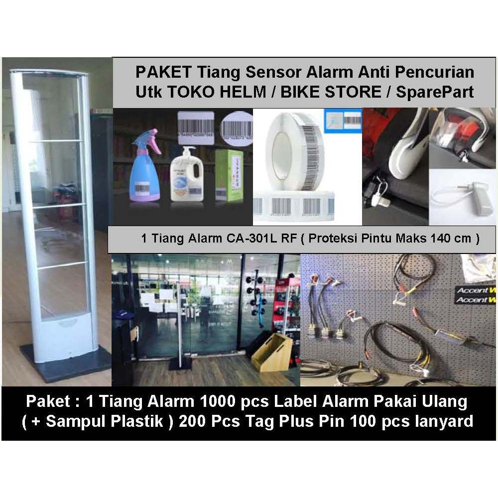 Paket Sensor Alarm Security anti Pencurian untuk Proteksi Toko Sepeda atau Toko helm atau Spare part