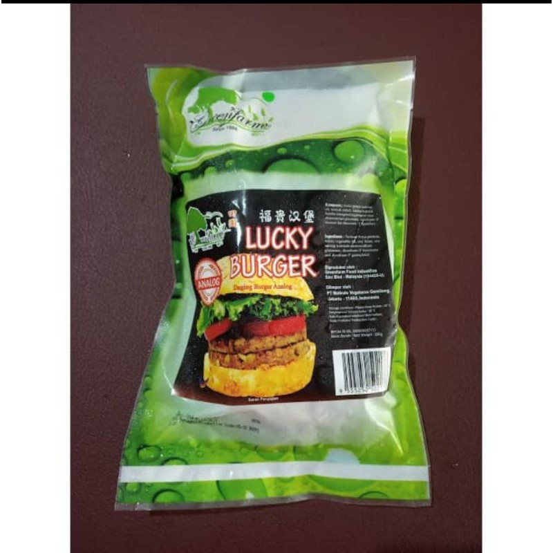 

vegetarian greenfarm lucky Bbrger chicken 8 pcs / daging analog