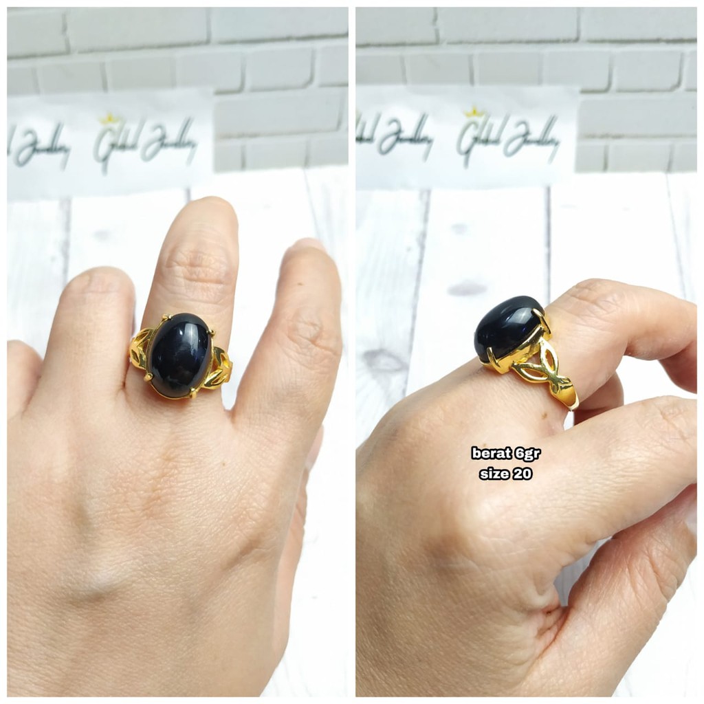 CINCIN MATA HITAM GOLD PERAK ASLI S925 GLOBAL JEWELLERY CJ017