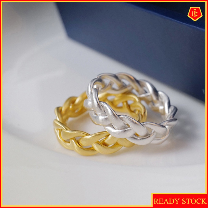 [Ready Stock]Light Luxury Woven Twisted Ring Simple Retro