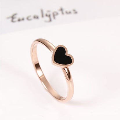 Cinta Hati Cincin Titanium Lapisan Emas Model 18k Rose Gold