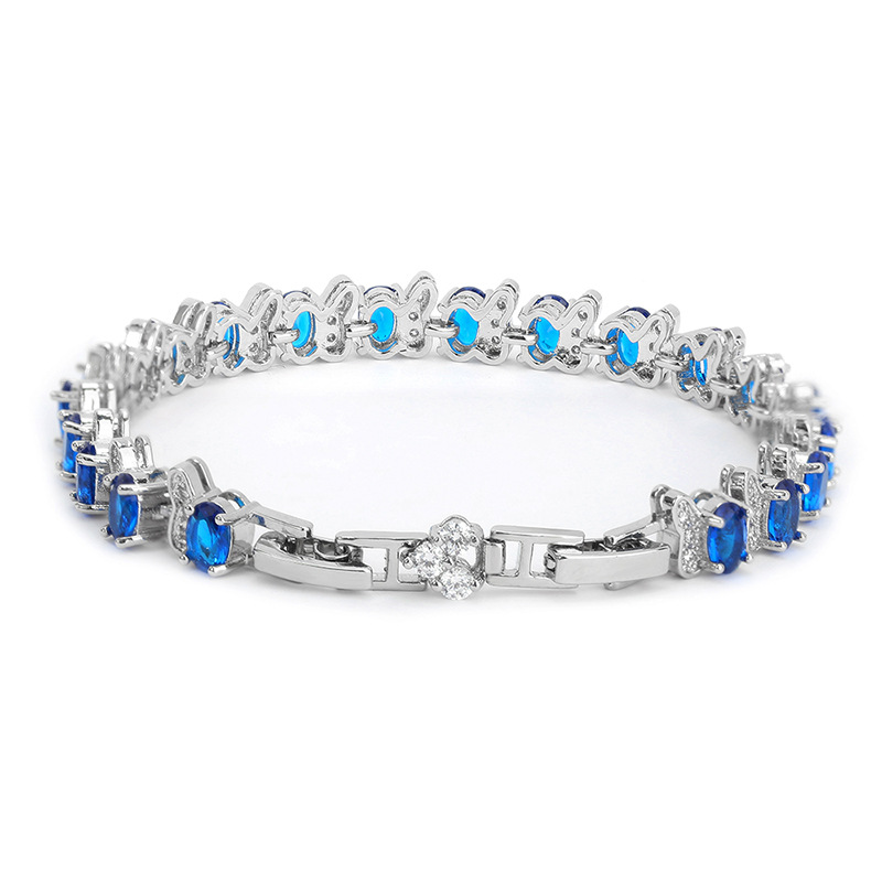 [Ready Stock]Fashion Luxury Micro-Inlaid Diamond Colored Gem Bracelet