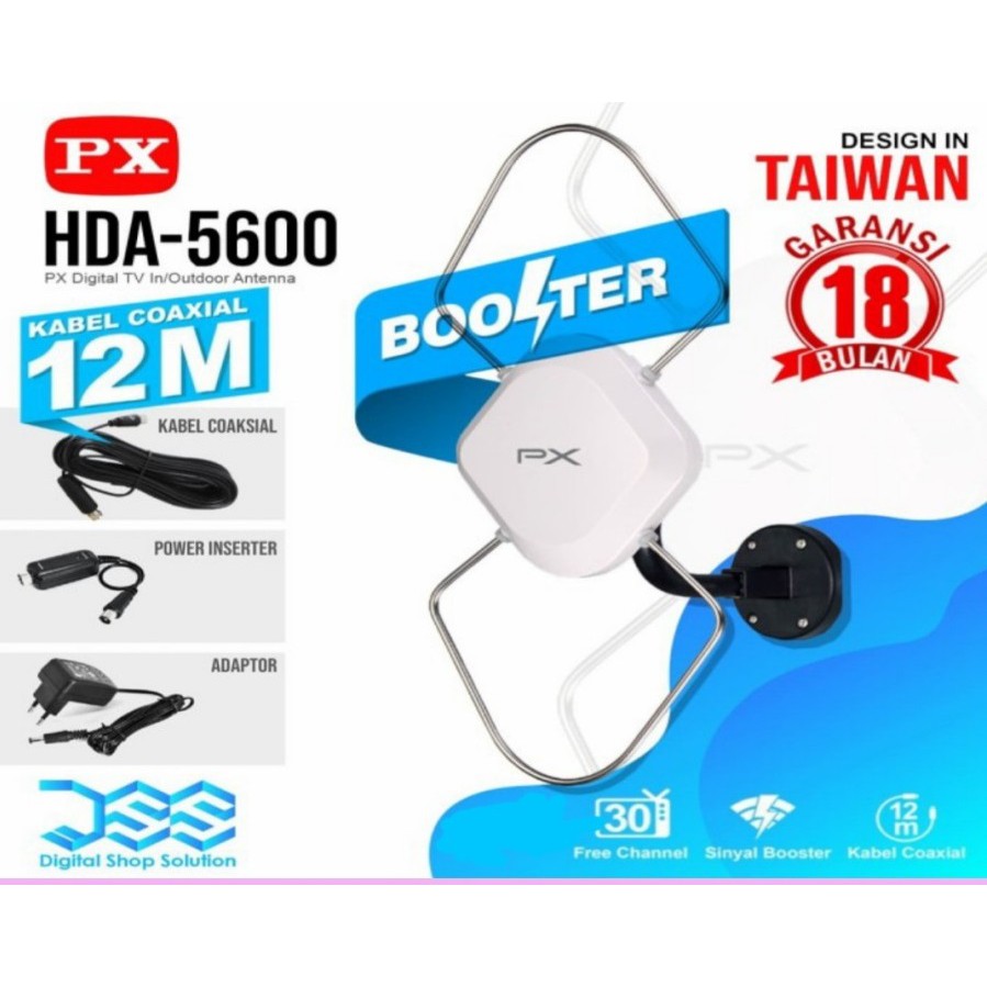 PX DA 5600B Antena TV Digital Analog+Kabel 12M Booster Indoor/Outdoor MURAH BEST SELLER