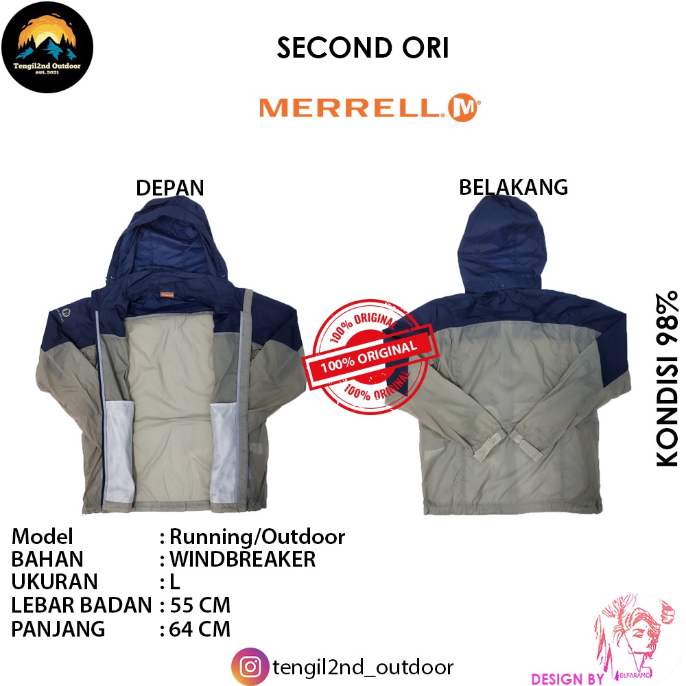 Merrell Jaket Hiking / Jaket Gunung / Hiking Jaket / Hiking Jacket - Second ORI Size L - ELMRLJ0002