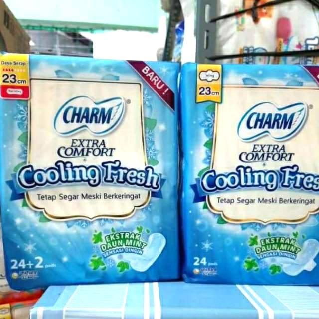 CHARM COOLING fresh 23CM WING isi 24 &amp; NON WING 24+2 pads Pembalut wanita (no.44)