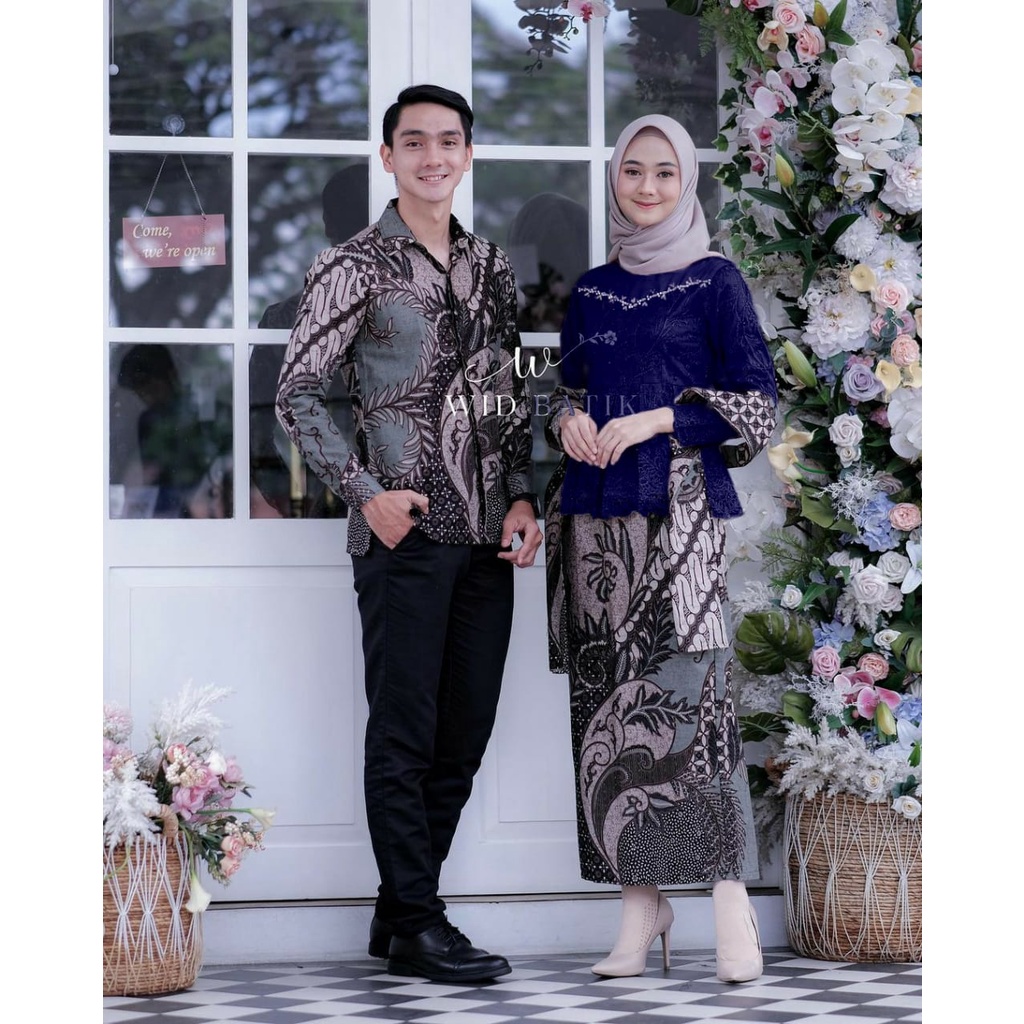 KHANSABATIK [ADA JUMBO] TERMURAH! BATIK KEBAYA COUPLE PASANGAN ADIVA BROKAT Kebaya Tunangan Lamaran Modern