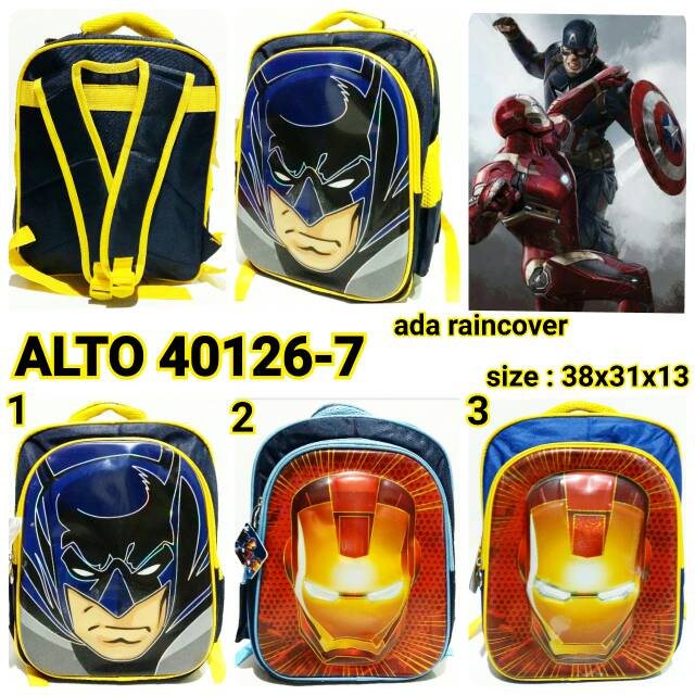 Tas sekolah ransel backpack cowok karakter kapten amerika alto 4126-7 murah dan terbaru