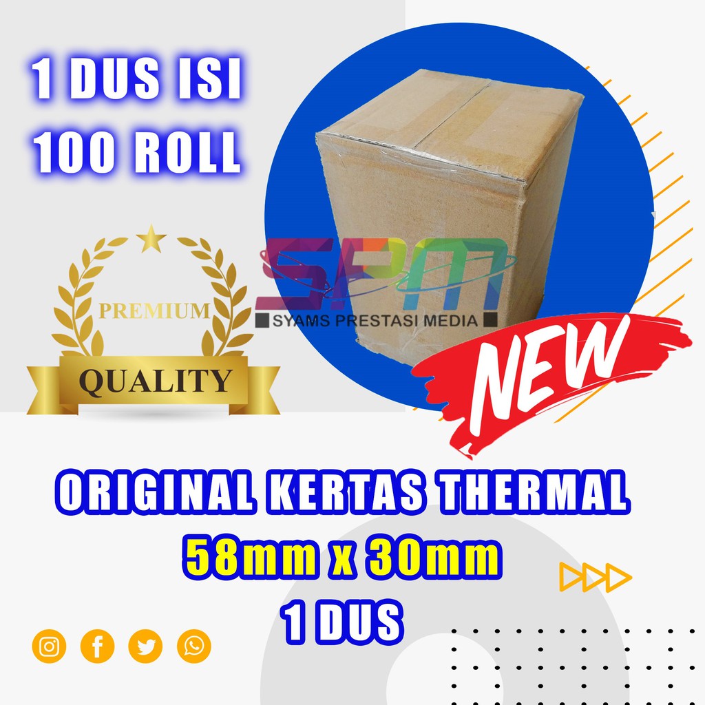 

Kertas thermal paper roll / Kertas Termal 58 x 30 1 Dus terlaris