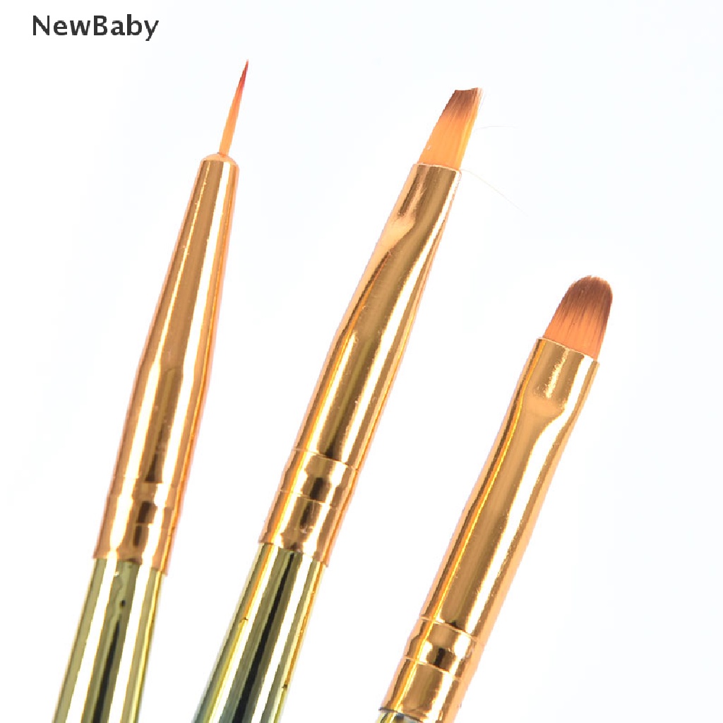 Newbaby 3pcs / Set Brush Pen Dotting Untuk Gambar Hiasan Nail Art Diy