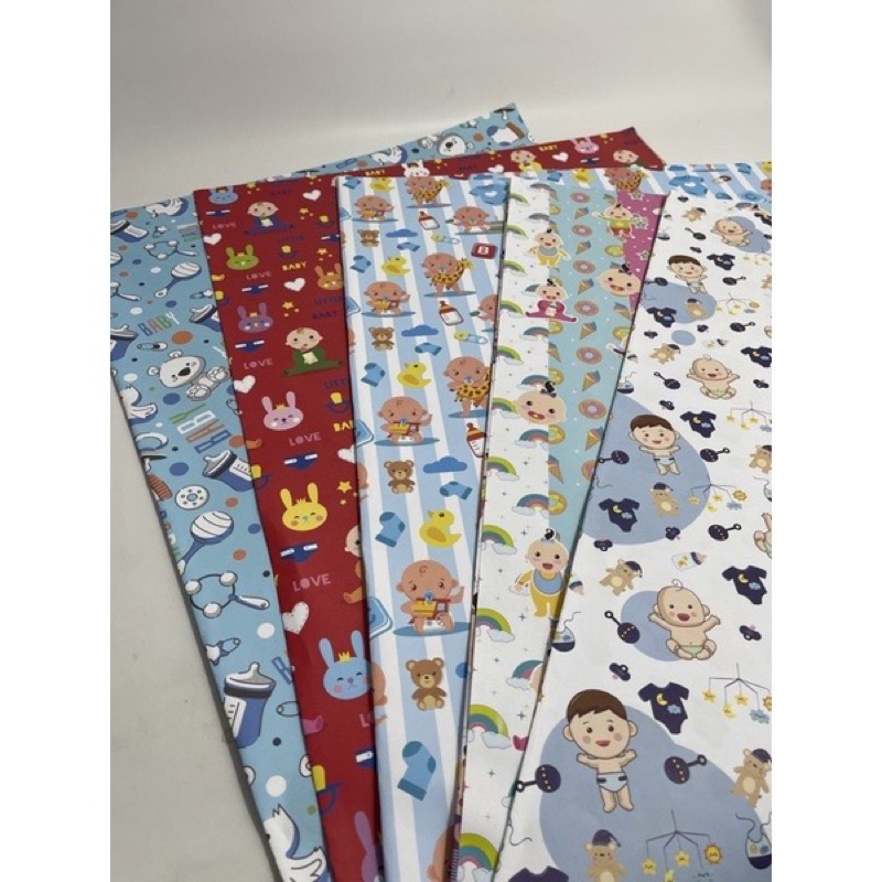 

( 5 Lembar 5 Motif ) JUMBO MIX BABY - KERTAS KADO SANWA BABY - GIFT WRAP PAPER BAYI NEWBORN JUMBO 70 x 100 DOFF 80 GRAM