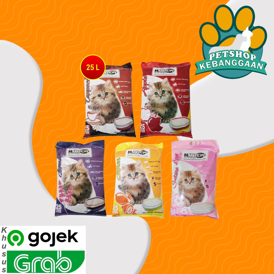 [GOSEND] Pasir Kucing Gumpal Wangi Markotop 25 Litter Cat Liiter