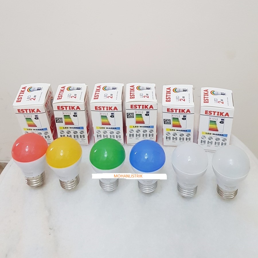 LAMPU ESTIKA LED HIAS CAFE BOHLAM LAMPU TIDUR WARNA WARNI BIRU MERAH KUNING PUTIH WARMWHITE HIJAU SUPER TERANG