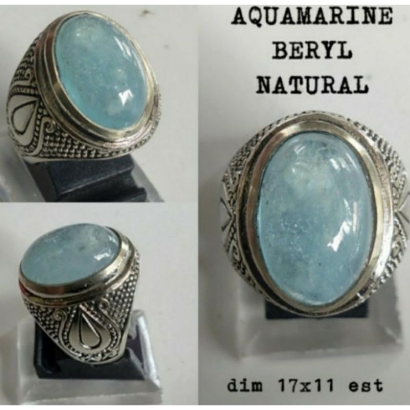 batu cincin aquamarine beryl keren