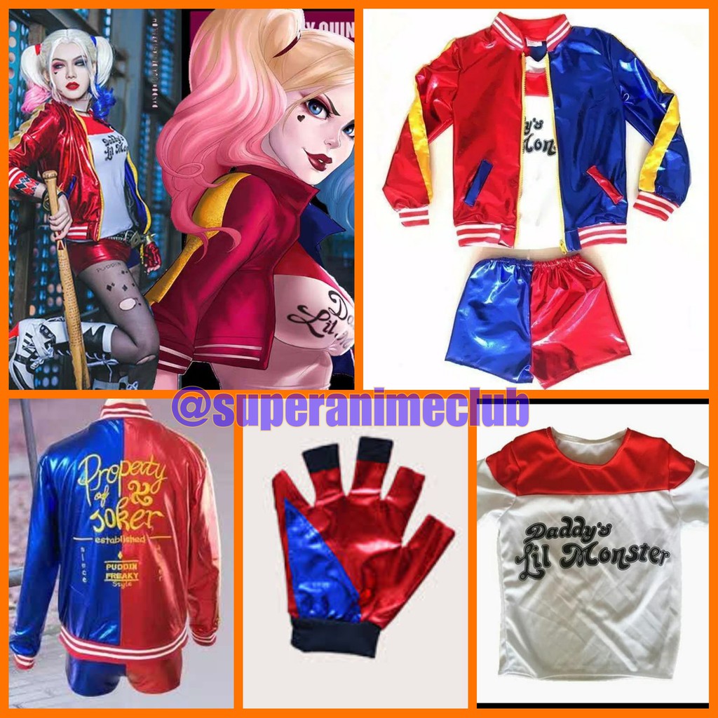 Kostum Harley Quinn Anak Baju Celana Jaket Cosplay Karakter Superhero Import Ultah