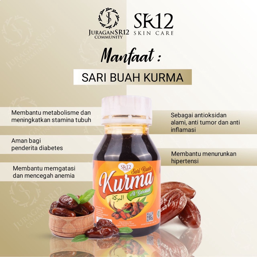 SARI BUAH KURMA AL BAROKAH SR12 / SARI KURMA ASLI / MENINGKATKAN STAMINA TUBUH / MENCEGAH ANEMIA