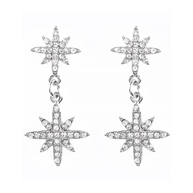 LRC Anting Tusuk Fashion White K Alloy Rhinestone Earrings D38854