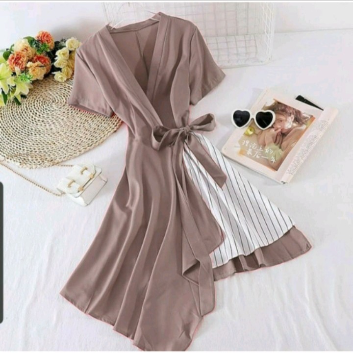 FWG - DRESS SARINA / DRESS / DRESS KOREA / SRESS SALUR WANITA / PAKAIAN WANITA DRESS