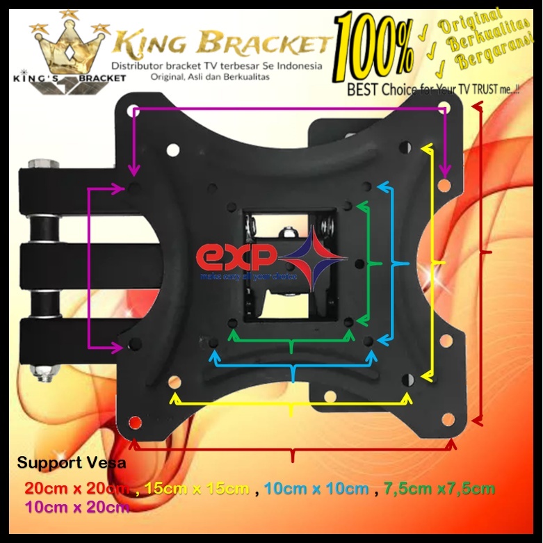 Bracket TV REALME 14 s/d 43 inch 6 ARAH FULL BESI SUPER KOKOH GARANSI 100% ORI