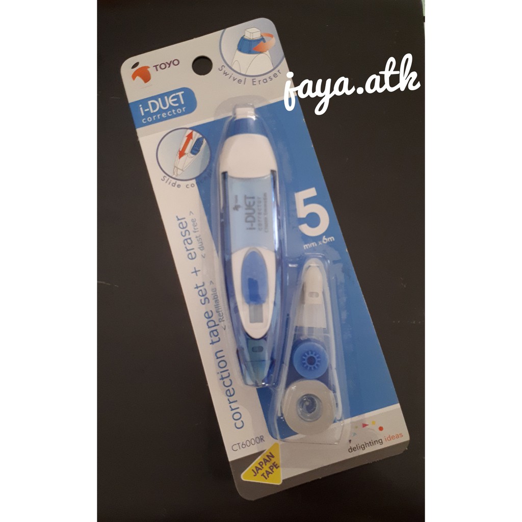 Correction tape + refill + eraser 5mm x 6m i-Duet Toyo TIPEX KERTAS SET REFILL + PENGHAPUS CT6000R