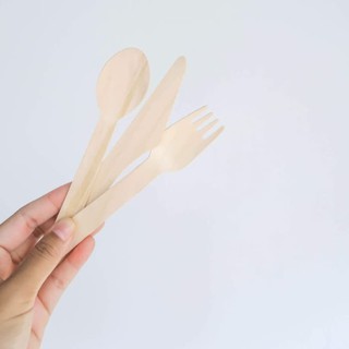 Sendok garpu pisau kayu disposable wooden cutlery wooden spoon fork