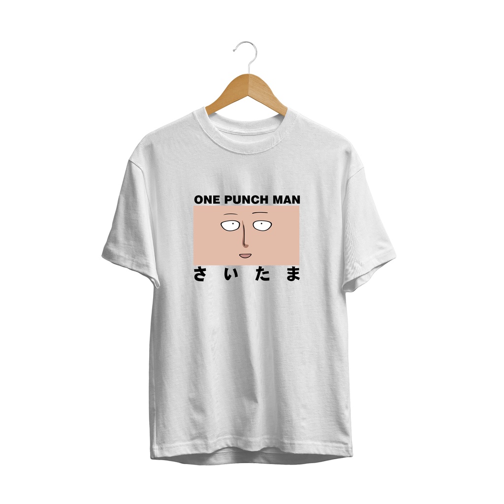 KAOS DISTRO SAITAMA ONE PUNCH MAN LOGO FUNNY FACE UNISEX