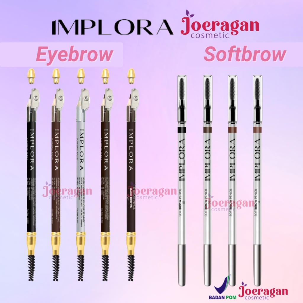 IMPLORA Pensil Alis 2in1 Eyebrow Softbrow Pensil Alis Implora Brown Black Pencil Alis BPOM