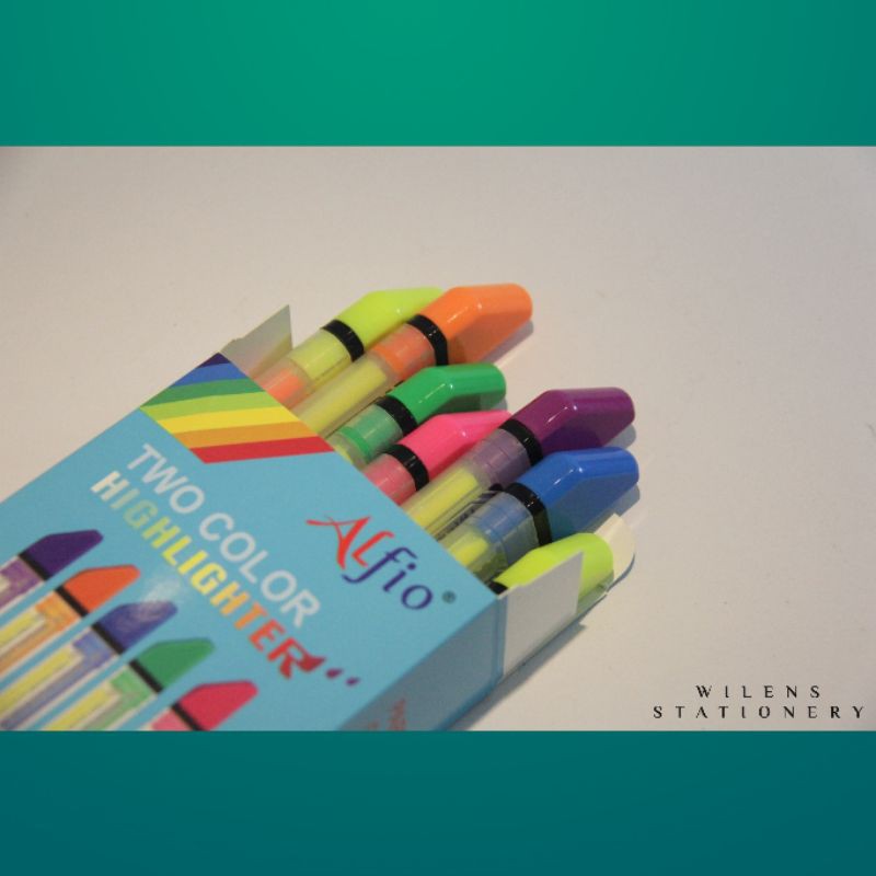 

Highlighter 2 Sisi Warna / Stabilo | 12 Pcs | Merk ALFIO