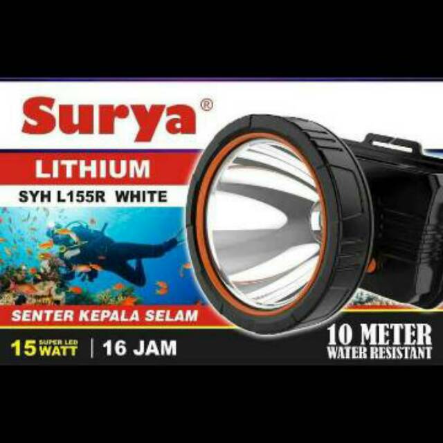 Senter Kepala Selam/Headlamp Diving 155R LITHIUM Water Resistan