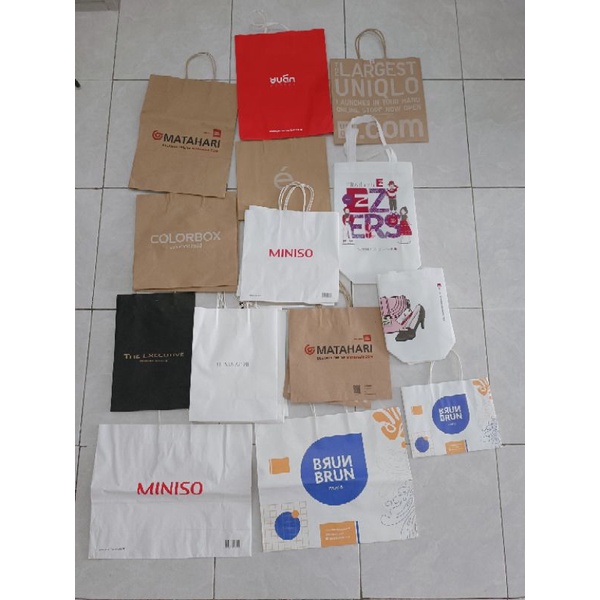 

PRELOVED PAPER BAG MINISO, Colorbox ,Gramedia, UrbanCo,Seph*ra, VS