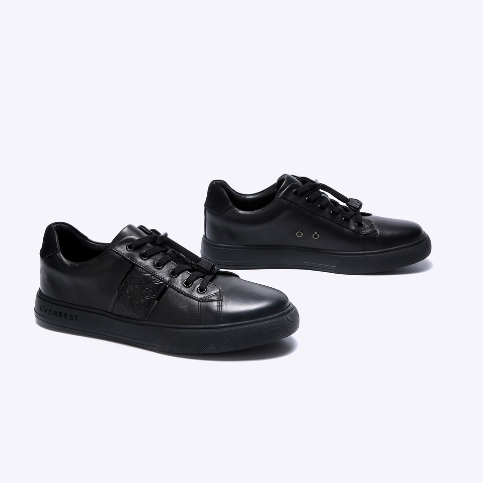 SEPATU SNEAKER EVERBEST PRIA ORIGINAL CASUAL KETS KULIT HITAM EM91