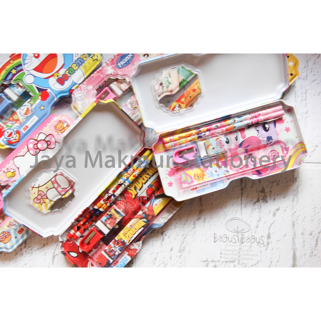 Tempat Pensil kaleng + set stationery CANDY CC-1007